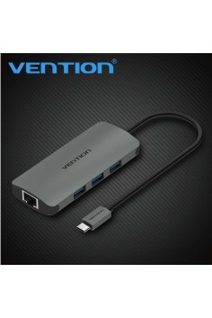 Cáp chuyển đổi Type-c ra 3 Port USB 3.0 + LAN Gigabit Vention CHFHA